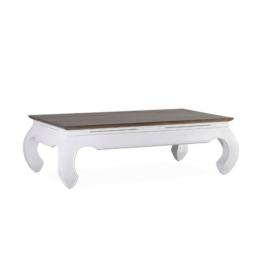 Modern-vidéki stílusú, tömör mindifából készült, kézműves dohányzóasztal 