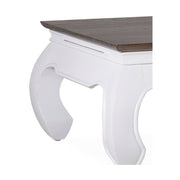 Modern-vidéki stílusú, tömör mindifából készült, kézműves dohányzóasztal 