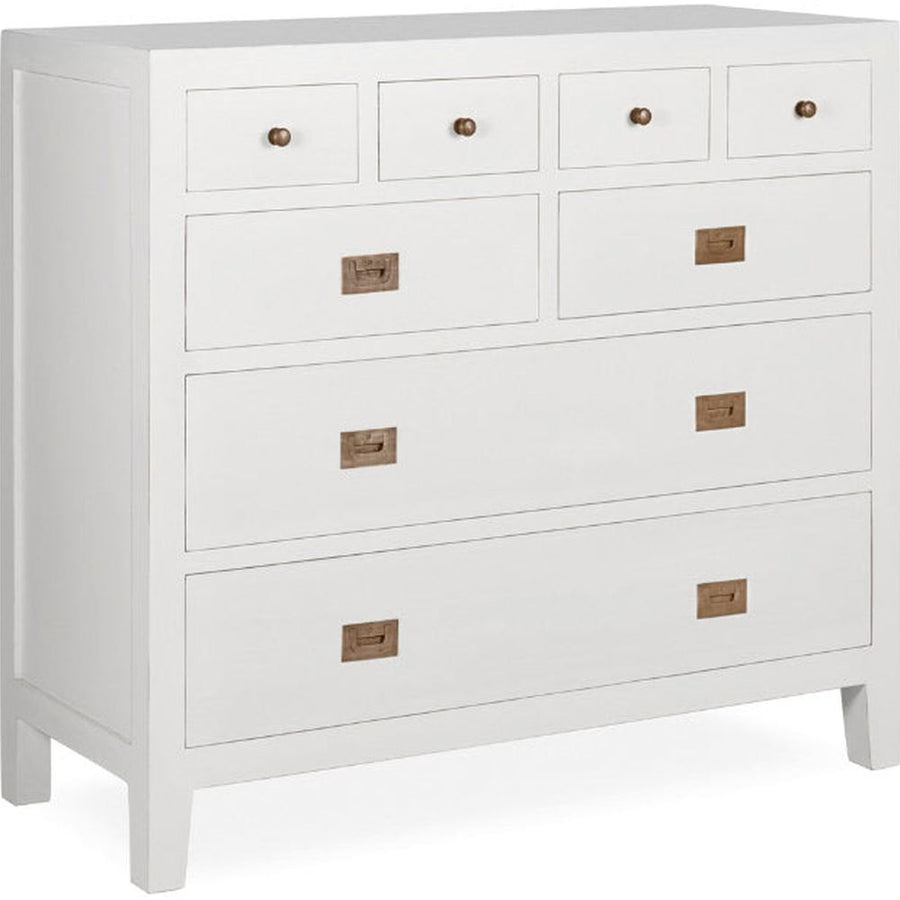 Modern-vidéki stílusú, tömör mindifából készült, kézműves fiókos komód