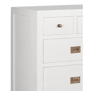 Modern-vidéki stílusú, tömör mindifából készült, kézműves fiókos komód