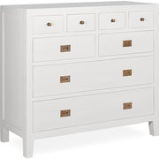 Modern-vidéki stílusú, tömör mindifából készült, kézműves fiókos komód