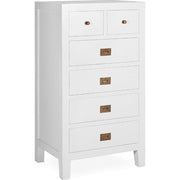 Modern-vidéki stílusú, tömör mindifából készült, kézműves fiókos komód