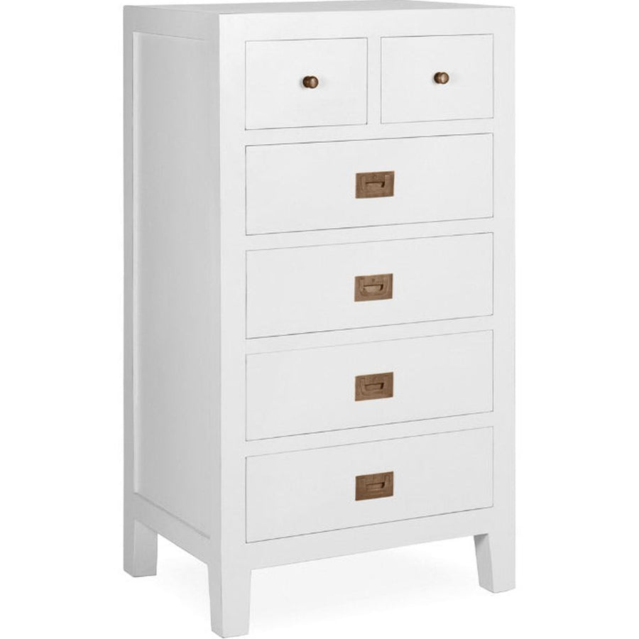 Modern-vidéki stílusú, tömör mindifából készült, kézműves fiókos komód