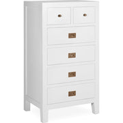 Modern-vidéki stílusú, tömör mindifából készült, kézműves fiókos komód