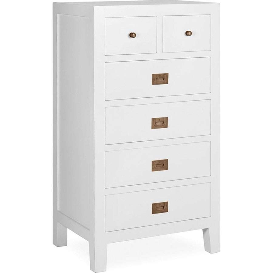 Modern-vidéki stílusú, tömör mindifából készült, kézműves fiókos komód