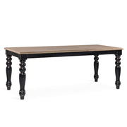 Siena étkezőasztal 200×90×78 cm – frontális nézet, natúr asztallap és fekete esztergált lábak