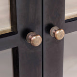 Fekete keretes üvegajtó gombfogantyúk – antikolt fém részletek, Siena kollekció