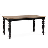 Siena étkezőasztal 170×90×78 cm – frontális nézet, natúr asztallap és fekete esztergált lábak