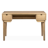Két fiókos mindifa íróasztal – frontális nézet, natúr felület