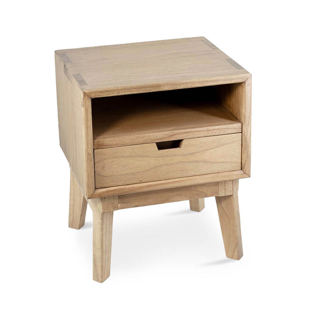 Natúr színű mindifa éjjeliszekrény 45x35x55 cm – perspektivikus nézet, Scandi kollekció