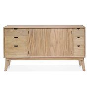 Scandi komód frontális nézet – hat fiókkal és két ajtós szekrénnyel