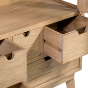 Natúr mindifa vitrines szekrény részletfotó – fémpersely és fiók közelről