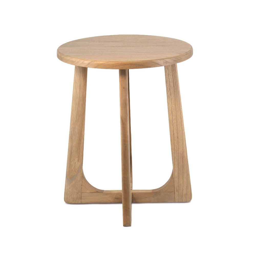 Scandi kisasztal frontális nézet – kerek asztallap és keresztvázas láb