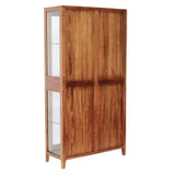 Oporto vitrines szekrény – hátoldal és jobb oldali nézet, mahagóni fa hátlap és oldalsó üvegbetétek