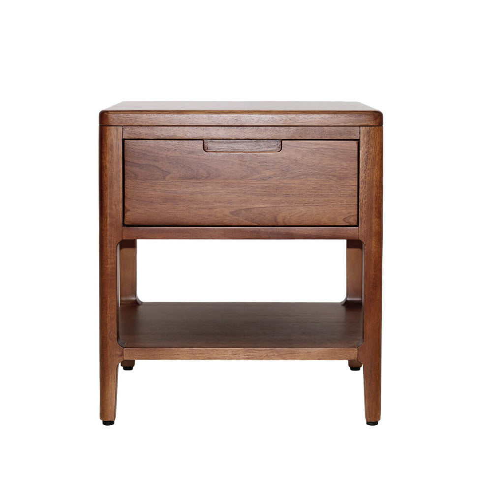 oporto éjjeliszekrény – előlnézet, mahagóni fa, egy fiókkal és alsó polccal