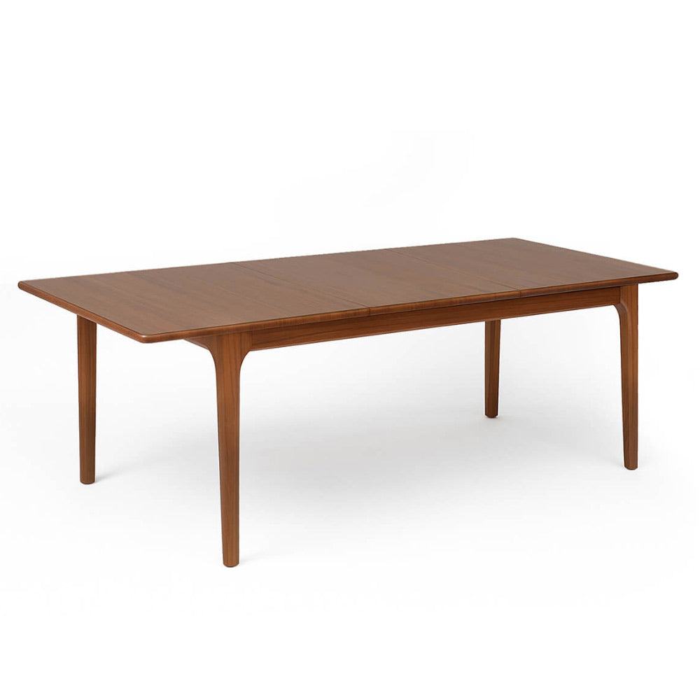 Oporto étkezőasztal – bővített állapotban, oldalnézet, mahagóni felület