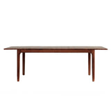 Oporto mahagóni étkezőasztal – frontális nézet, bővített hosszúság