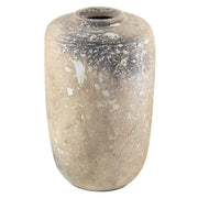 Mediterrán stílusú, antikolt hatású, bézs és barna színű kerámia kaspó.