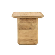 Letisztult, natúr színű, 46 cm magas, tömör teakfából készült kisasztal 