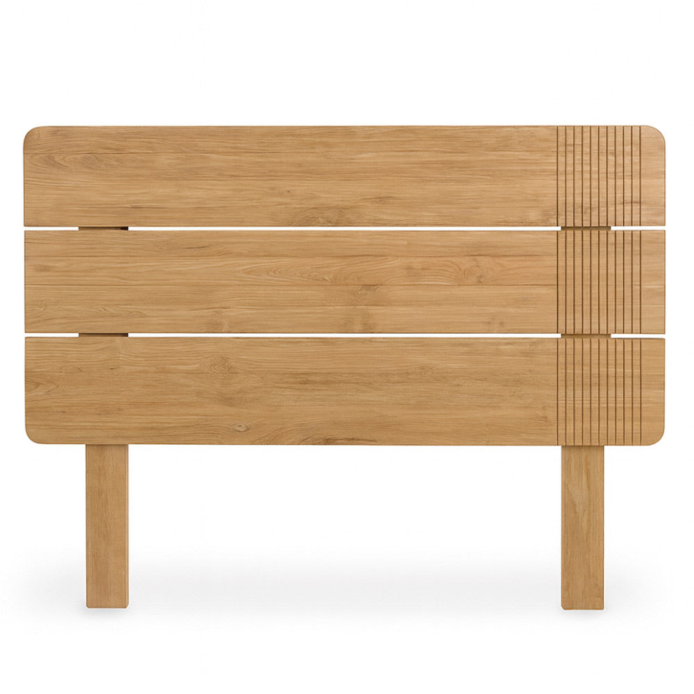 Modern, tömör teakfából készült, natúr színű ágyvég