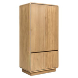 Modern, tömör teakfából készült, natúr színű kétszárnyú ruhásszekrény