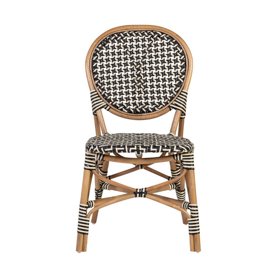 Vintage stílusú, természetes rattanból és műrattanból készült, natúr valamint fekete és fehér színű szék