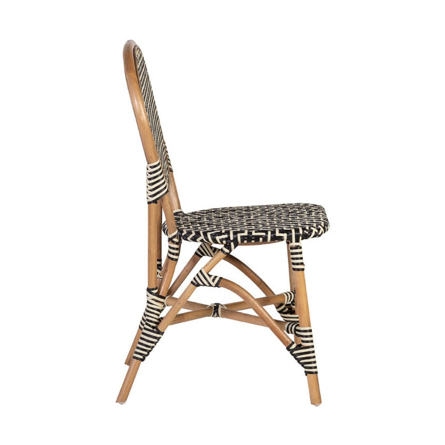 Vintage stílusú, természetes rattanból és műrattanból készült, natúr valamint fekete és fehér színű szék