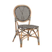 Vintage stílusú, természetes rattanból és műrattanból készült, natúr valamint fekete és fehér színű szék