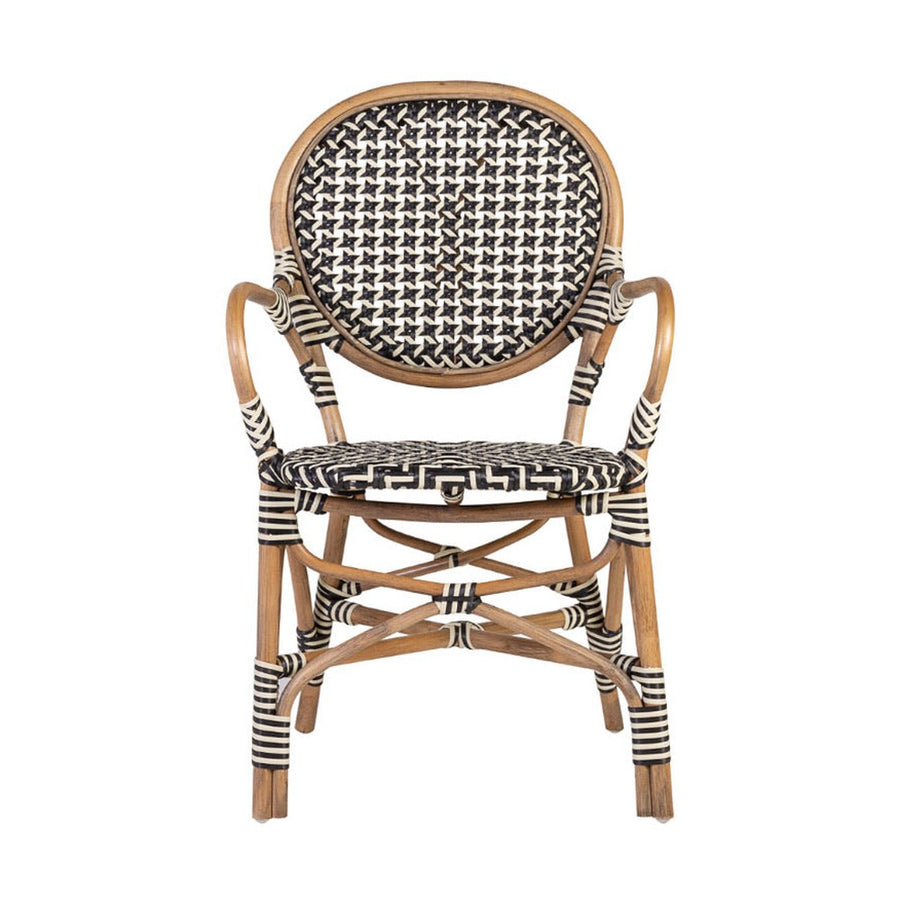 Vintage stílusú, természetes rattanból és műrattanból készült, natúr valamint fekete és fehér színű szék