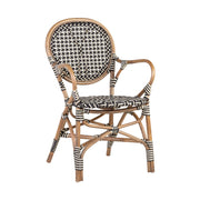 Vintage stílusú, természetes rattanból és műrattanból készült, natúr valamint fekete és fehér színű szék