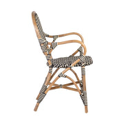 Vintage stílusú, természetes rattanból és műrattanból készült, natúr valamint fekete és fehér színű szék