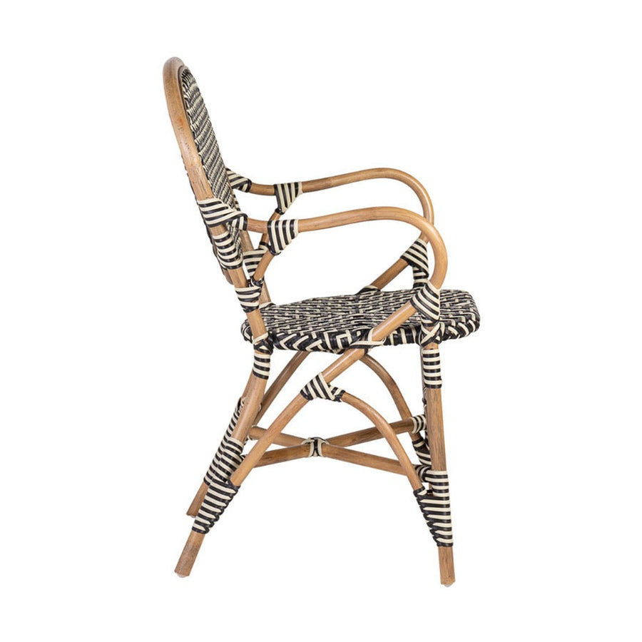 Vintage stílusú, természetes rattanból és műrattanból készült, natúr valamint fekete és fehér színű szék