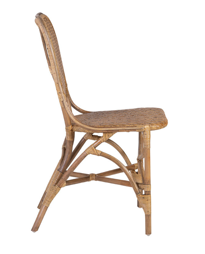 Vintage stílusú, természetes rattanból készült, natúr színű kézműves szék