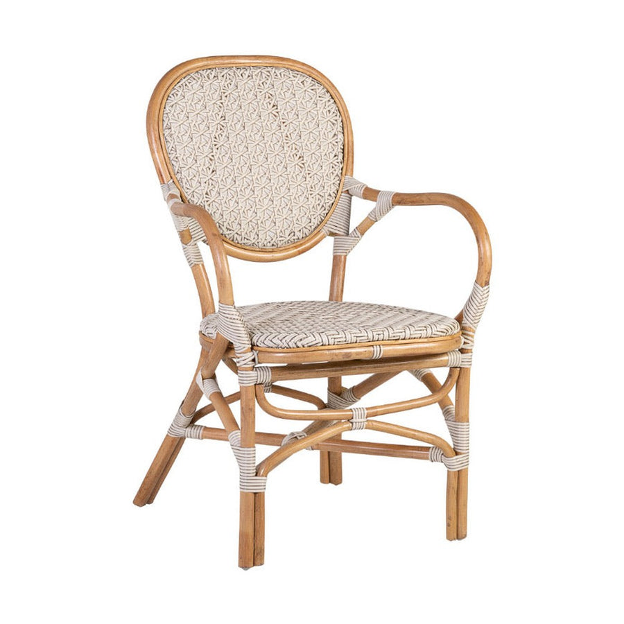 Vintage stílusú, természetes rattanból és műrattanból készült, natúr és fehér színű szék