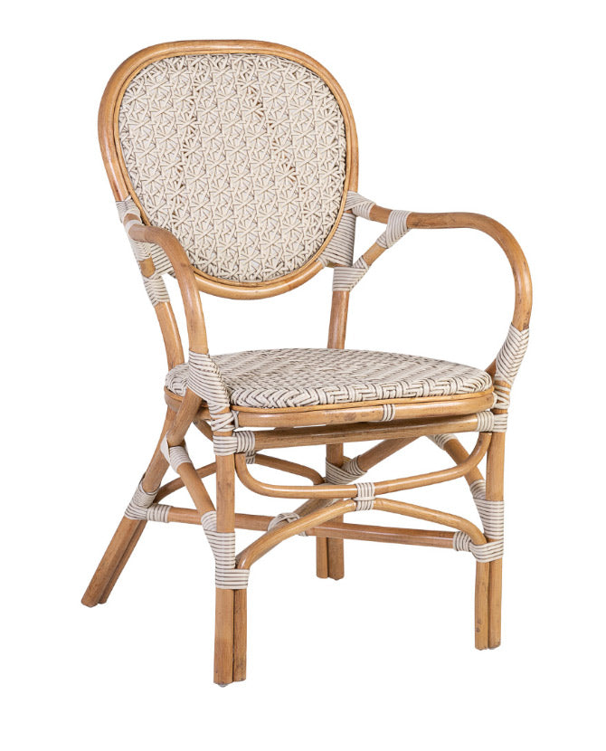 Vintage stílusú, természetes rattanból és műrattanból készült, natúr és fehér színű szék