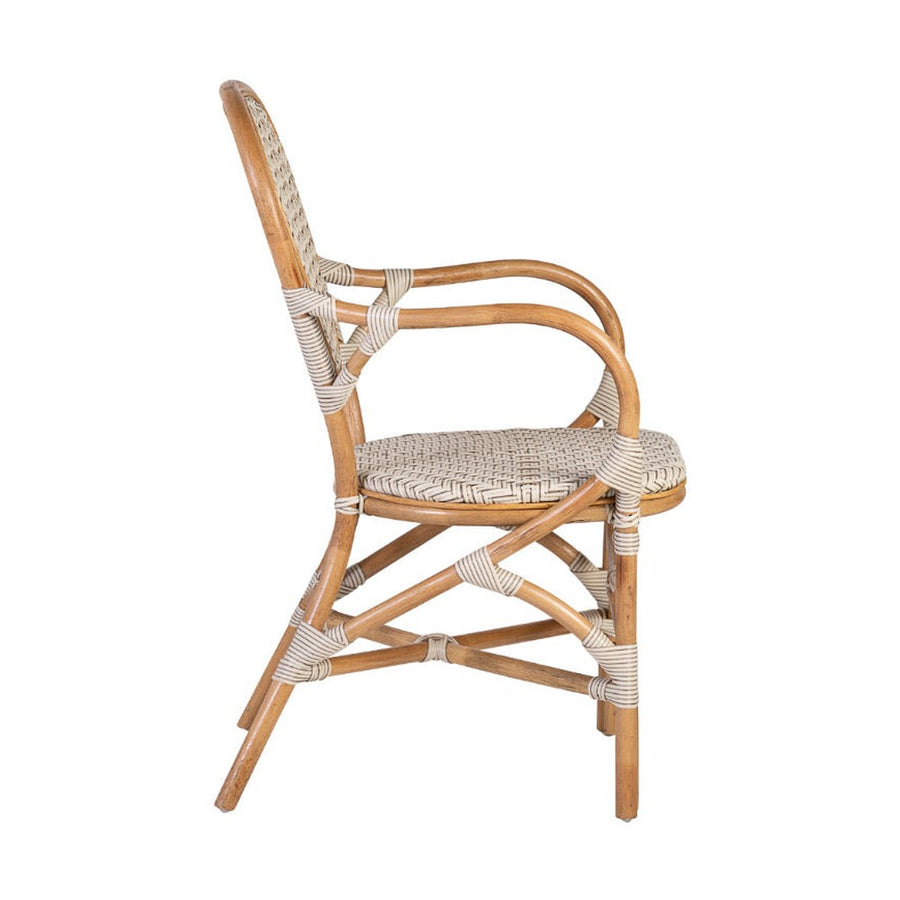 Vintage stílusú, természetes rattanból és műrattanból készült, natúr és fehér színű szék