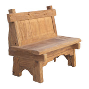 Törzsi ihletésű, vidéki stílusú, újrahasznosított teakfából készült, natúr színű pad.