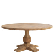 Koloniál stílusú, újrahasznosított teakfából készült, kör formájú étkezőasztal.