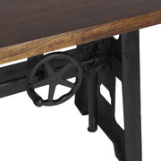 loft és ipari stílusú étkezőasztal, állítható magasságú, mangófa asztallappal