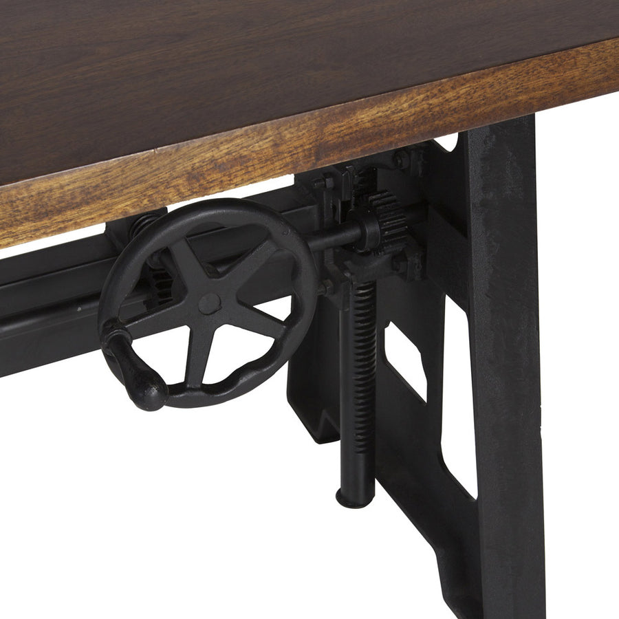 loft és ipari stílusú étkezőasztal, állítható magasságú, mangófa asztallappal