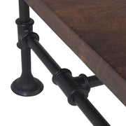 Ipari stílusú mangófa dohányzóasztal, fekete színű vas lábakkal.