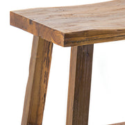 Vidéki stílusú, újrahasznosított teakfából készült, natúr színű, fa ülőke.