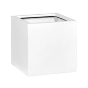 Block XXL matt fehér fiberstone ültetőláda 70×70×70 cm modern kocka formában