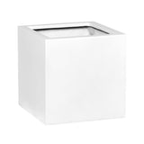 Block XXL matt fehér fiberstone ültetőláda 70×70×70 cm modern kocka formában