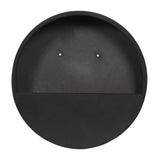 50 cm átmérőjű matt fekete fali kaspó fiberstone anyagból - frontális nézet.