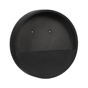 40 cm átmérőjű matt fekete fali kaspó fiberstone anyagból - oldalsó profil nézet.