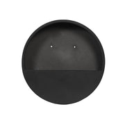 30 cm átmérőjű matt fekete fali kaspó fiberstone anyagból - frontális nézet.