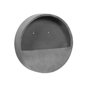 30 cm átmérőjű matt szürke fali kaspó fiberstone anyagból - oldalsó profil nézet.