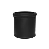 Heritage matt fekete, alacsony hengeres fiberstone kaspó 40 cm átmérővel és 31,5 cm magassággal, klasszikus profilozott peremekkel, fehér háttéren.