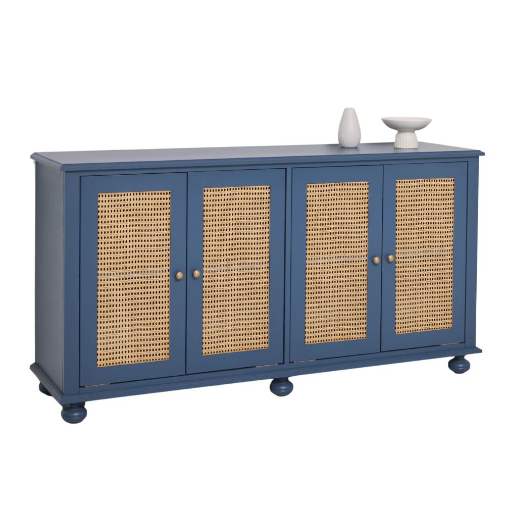 Maison Rattan tömör fenyőfa tálalószekrény rattanbetétes ajtókkal